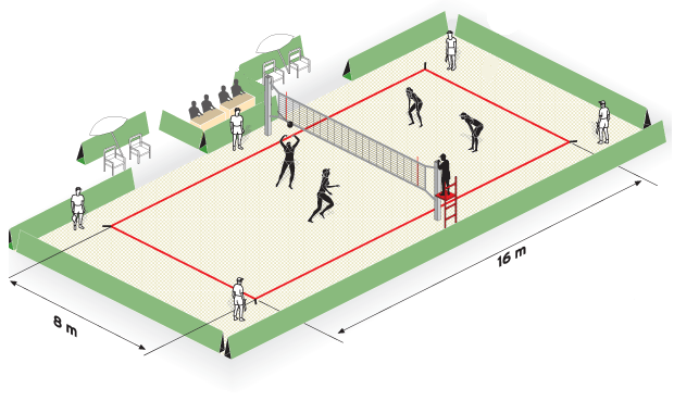 Bola de Vôlei de Praia e Quadra Tamanho Oficial